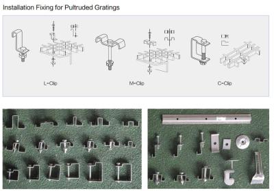 FRP Molded M Fiberglass Grating Clips Light Weight Sliver Color Stainless Steel