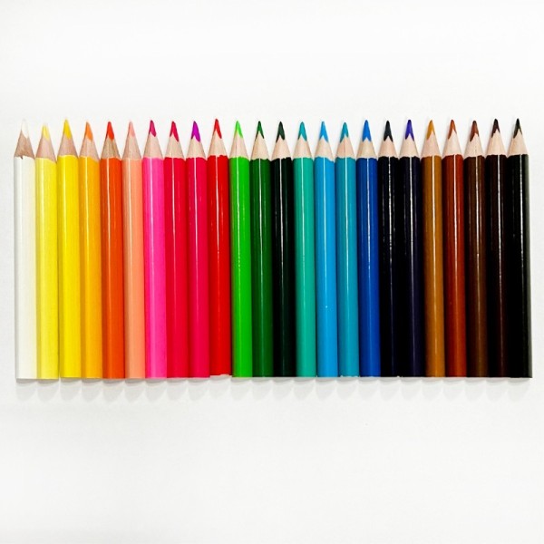 Facoty Price 3.5 Inch 24 Colors Non-toxic Short Kid Drawing Tools Set Wood Triangle Color Pencil