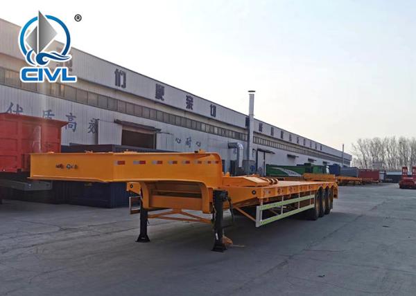 Red HOWO 2 Axles Semi Trailer Trucks Flat Low Bed Trailer 30 Ton