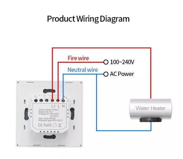 Glomarket Smart Home Remote Voice Control Touch Panel Water Heater Switch Tuya Wireless Wifi Boiler Switch