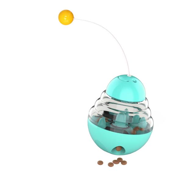 Slow feeder tumbler interactive plaything with cat stick cat turntable leaking food teasing ball cat pet toy