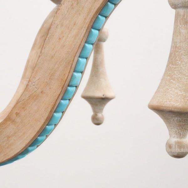 Turned wood chandelier pendant lamp Farm House Lighting (WH-CI-66)