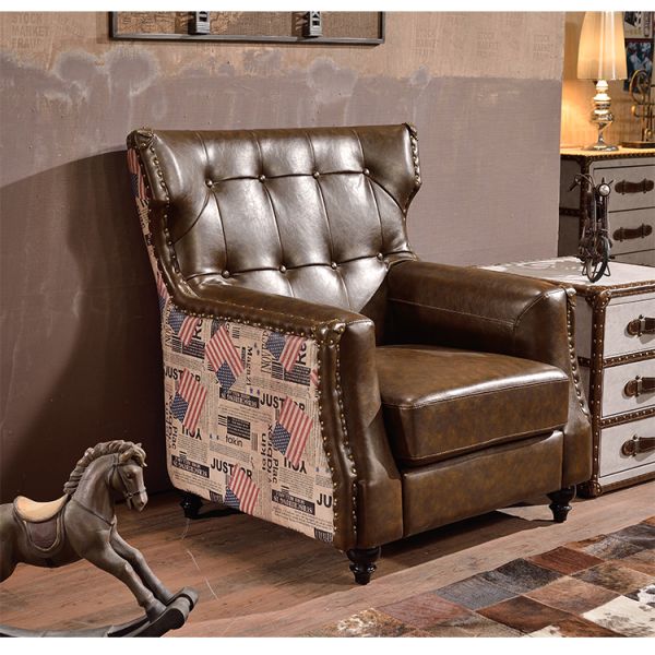 Nidea #8957 American Vintage Handmade Living Room Bedroom Lounge Chesterfield Back Armchair High Tufted Button Rolled Genuine Leather Sofa