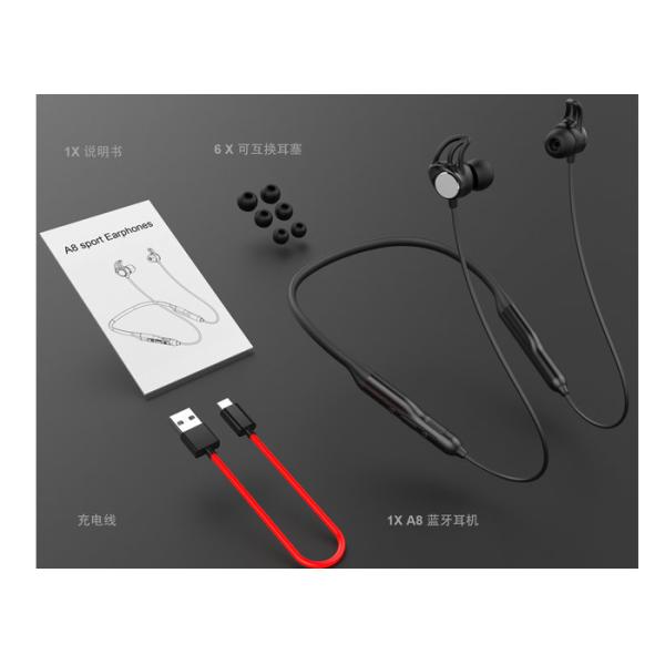 Red / Black Wireless Sport Earbuds , Sweatproof Bluetooth Earphones For Running