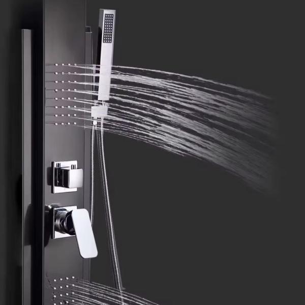Bathroom Led Shower Panel with Thermostatic Function and Waterfall Stainless Steel