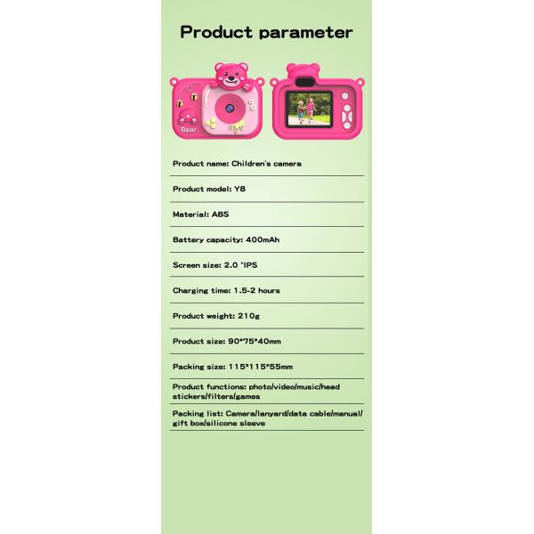 Y8 Children's Digital Camera 1080P HD Video Anti Blu Ray Children's Game Camera