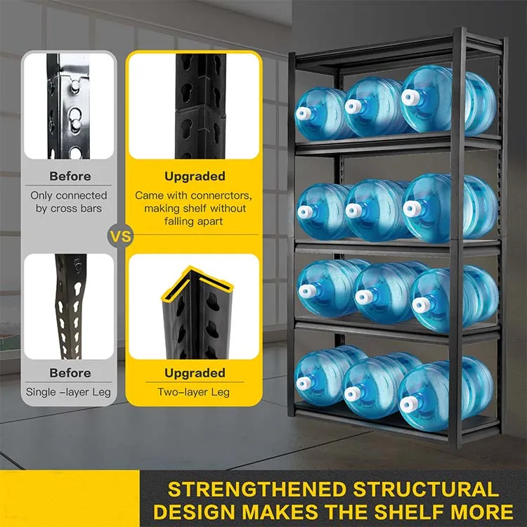 Черный металлический гаражный стеллаж 5-х полков Стальные полки Тяжелая кладовая полка