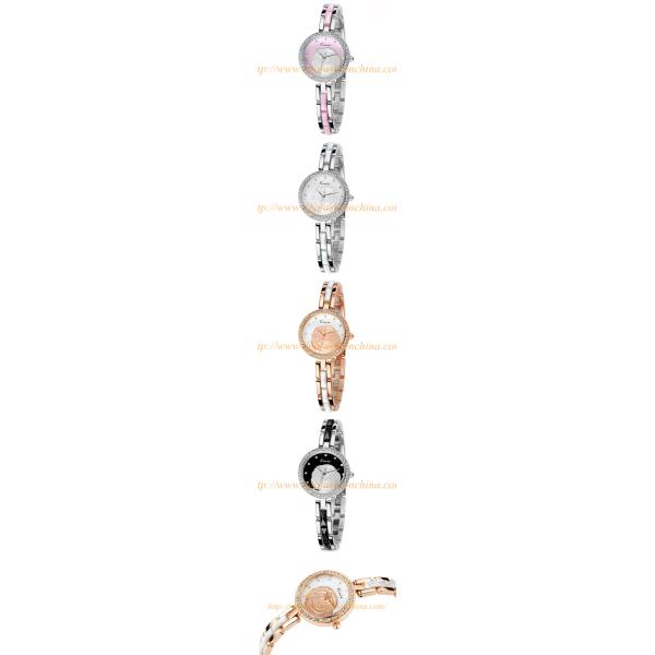 KM20 Fashion Women Bracelet Bangle Stainless Steel Crystal Dial Quartz Analog Wrist Watch