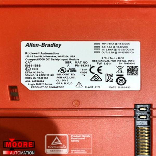 Módulo de entrada da segurança de 5069-IB8S 5069IB8S Allen Bradley AB