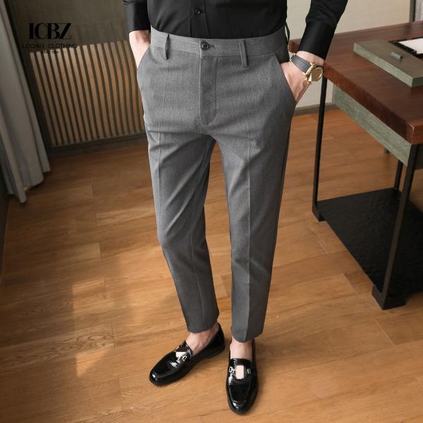 Cor sólida Negócios Casual Usar Traje Formal Calças Formal Plus Size Calças de Homem Calças