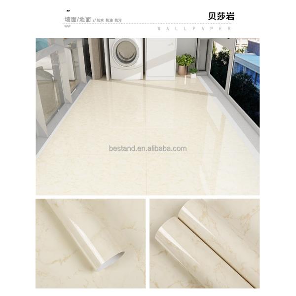 PVC Grey White Marble Floor Stickers 15*92cm Marble Vinyl Tile Stickers