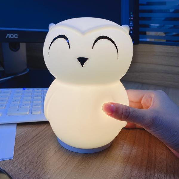 Logotipo personalizado Silicone Dimmable Color Changing Owl Night Lamp para Baby Gift Home Decor