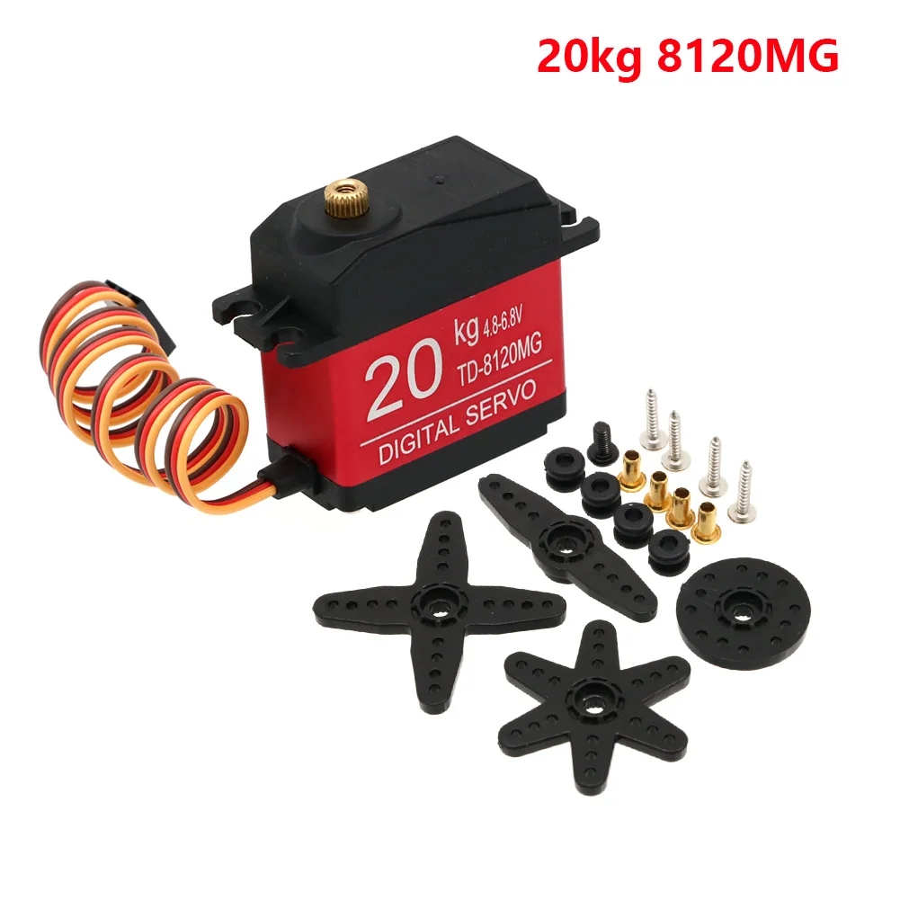 Waterproof 20KG 25 30 35 Servo 180 Degree Large Torque Digital Metal Gears T Arm For RC Car Truck Helicopter