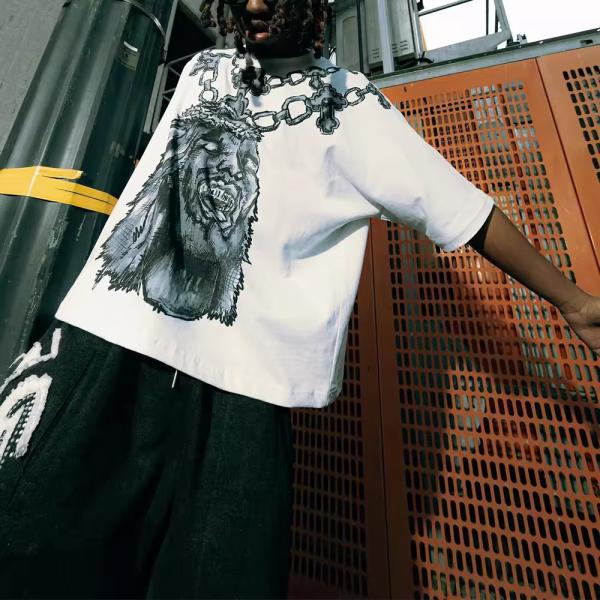 Street Wear Graphic Design 300Gsm Man Oversized Cropped Boxy Tee Shirt