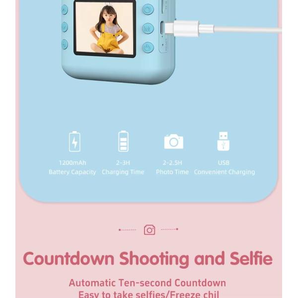 Countdown Shooting And Selfie Childrens Printable Camera Pink Blue 720P Photography