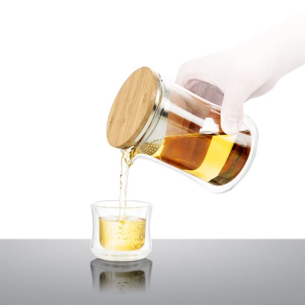 New Design Travelling Infuser Teapot Clear Tea Share Cup and Pot Set With Tray for Outside