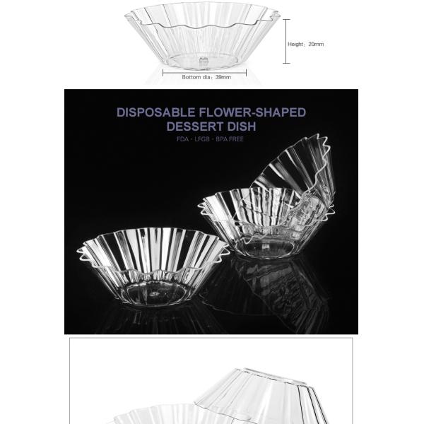 Food grade disposable dessert tableware PS plastic cake dish