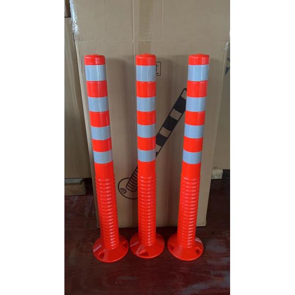 Flexible TPU FRP Fiberglass 100cm Orange Reflective Traffic Delineator Post Spring Post for Road Safety