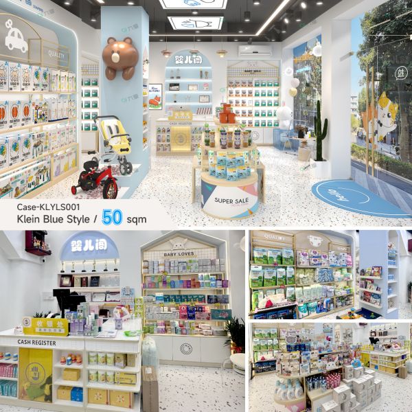 Klein Blue Merch Display Rack Shelf Retail Fixtures For Baby Shop Customizable 50Sqm