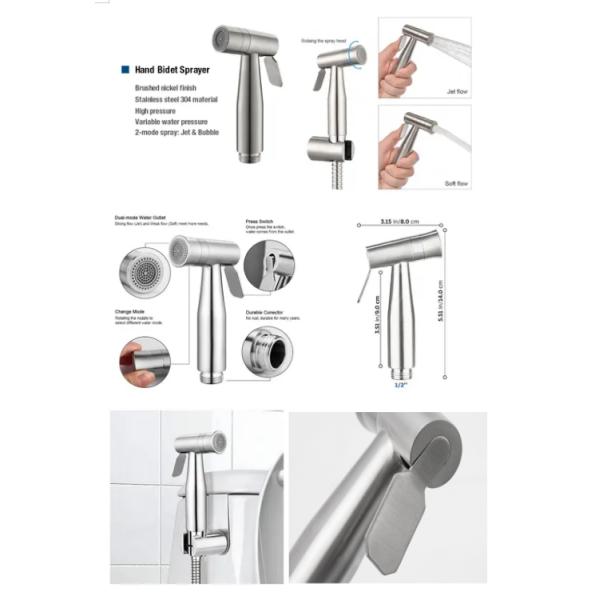 304 Shower Head Bidet Sprayer With Jet And Soft Spray Online Technical Support Included