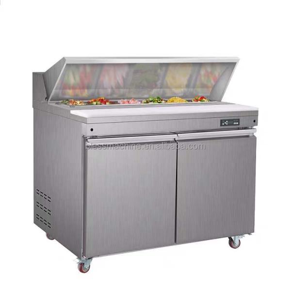 Single Door Super Performance Salad Bar Pizza Prep Table Refrigerator with Low Investment