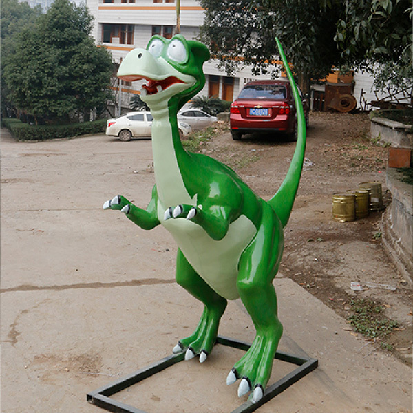 Lifelike Artificial Fiberglass Dinosaur Sculpture For Amusement Garden Decoration