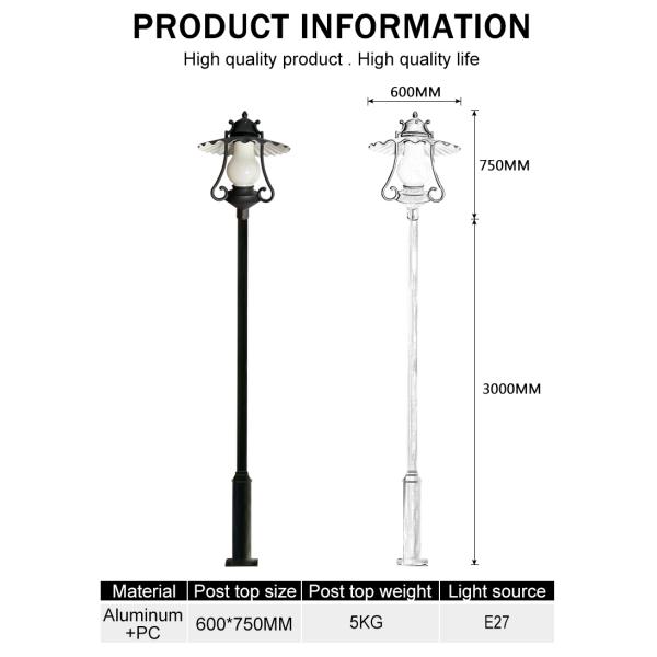 European Classical Lamp Post Garden Pole Lights Waterproof 50W