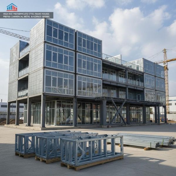 High Rise Prefabricated Steel Frame Houses Prefab Commercial Metal Buildings Seismic