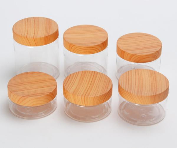 Frascos acrílicos geados do círculo cosmético com tampas de bambu 7g-10g