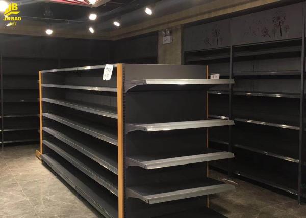 Heavy Duty Supermarket Storage Racks For Oils / Rice Display Light Gray Color