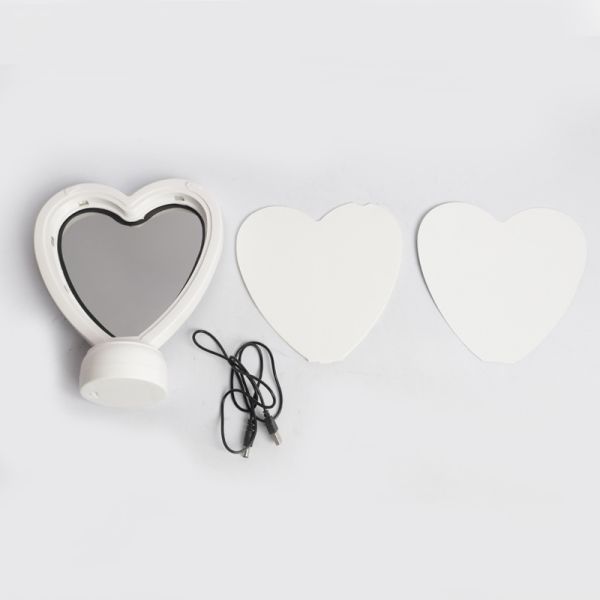 Heart Shape Magic Mirror Sublimation Blank Photo Frame Custom Led Magic Mirror Photo Frame