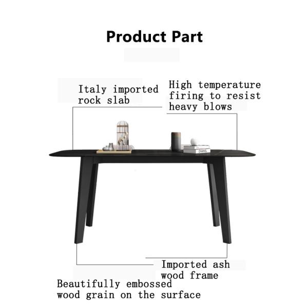 Nordic Minimalist Wood Dining Table Light Luxury Modern For 6 People
