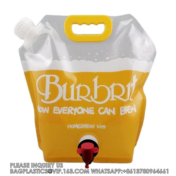 8L Stand Up Pouch With Tap Dispenser Big Foldable Pouches Standing Pouch Dispenser Plastic Bags With Spout Tap