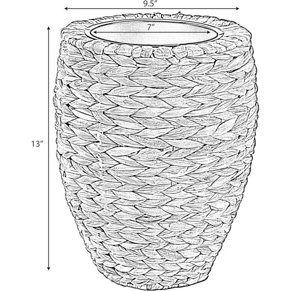 Water Hyacinth Wicker Planter Basket, Small Round Woven Basket For Plants With Metal Pot, Indoor Wicker Plant Pot Eco-Friendly Water Hyacinth Woven Plant Pot – Round Basket with Inner Saucer, Deco