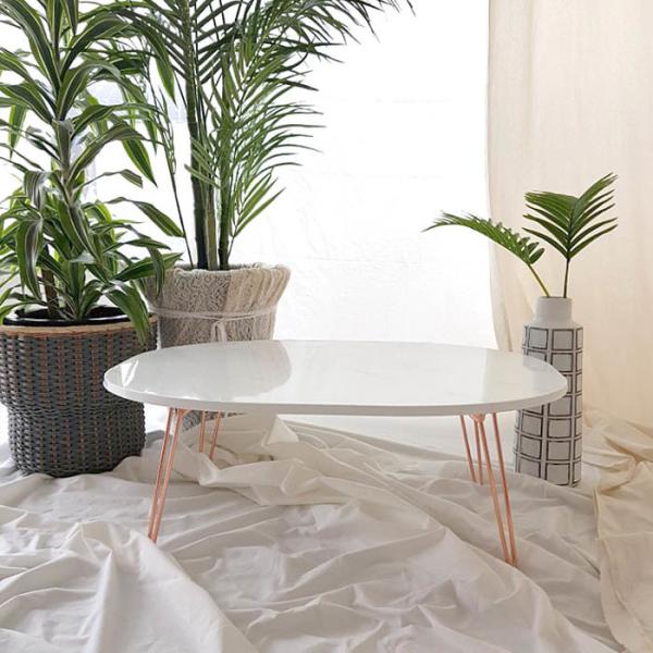 Adjustable base with marble color pvc film pressed wood table top MDF laminated