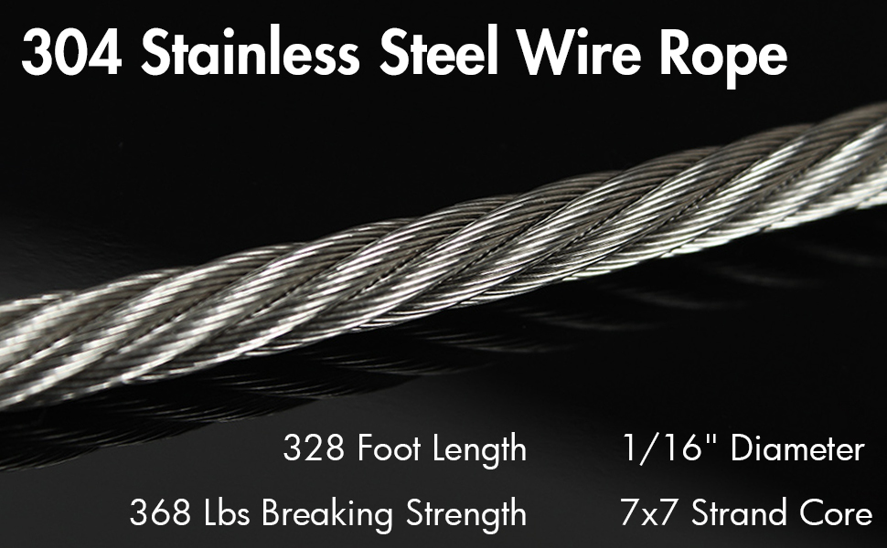 T316 - 1/8Stainless Steel Cable (7x7 Strands) 7x19 Strands Construction SS Cable 3/16 T304 Stainless Steel Cable Wire Rope