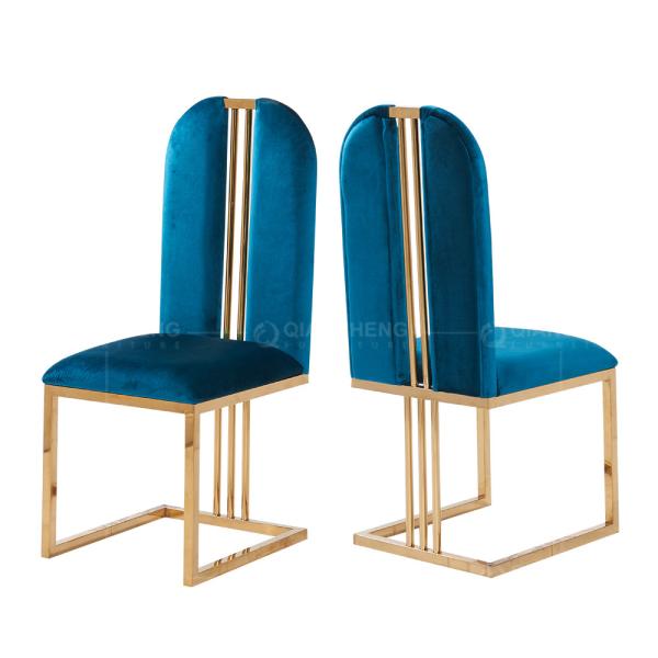 OEM 44x50x103cm Modern Velvet Dining Chairs With Stainless Steel Legs