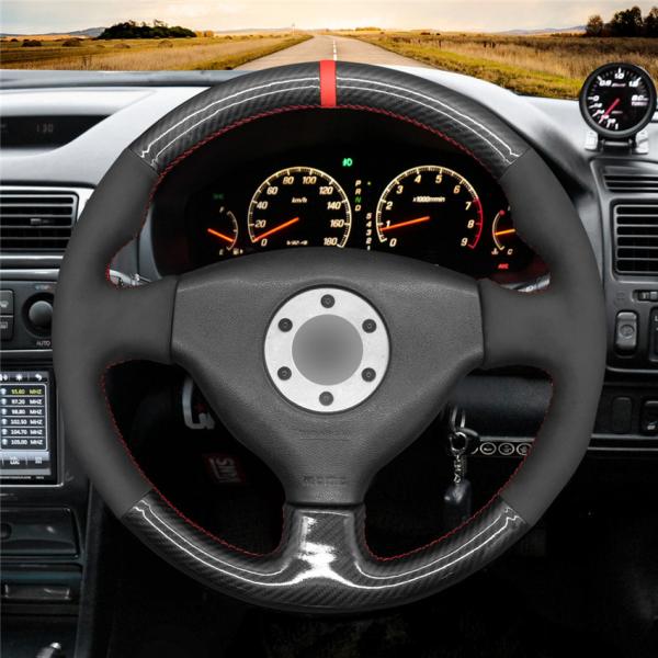 MEWANT New For Mitsubishi Lancer Evolution EVO VI V IV 4 Automobile Leather Diy Steering Wheel Cover Carbon Fiber Hand Sewing
