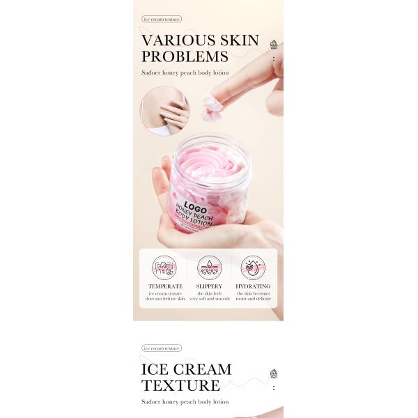 Private Label Ice Cream Butter Body Lotion Cream Moisturizing Vegan for Women Whitening Soothing Brightening Milk Body Lotion
