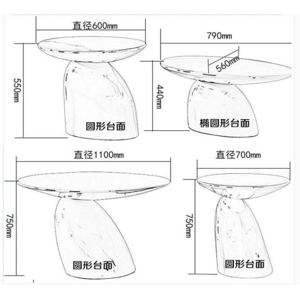 Modern Design red fiberglass painting finish mushroom shape modern round side coffee table