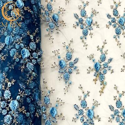 A tela do laço da guipura do poliéster de 20%/bordou o Applique de Mesh Lace 3D