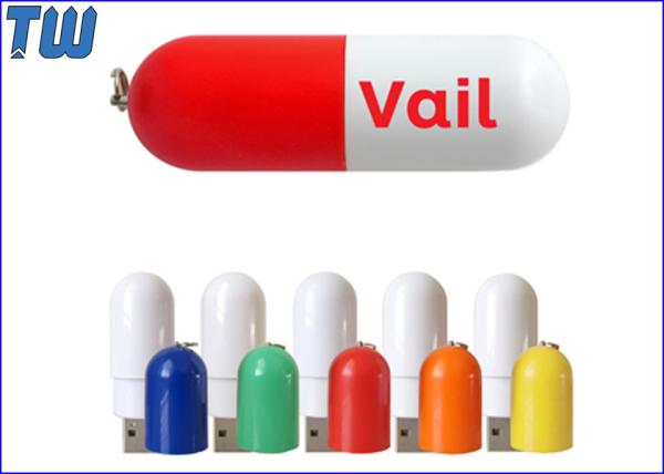 Full Plastic Pill Shaped Usb Drive Medicine Promotional with Key Ring