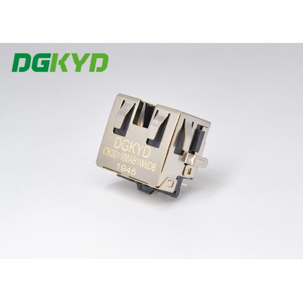 DIP Single Port Shielded Band Light Sink 3.0 Low Profile RJ45 SMT DGKYDCB301188AB1W6DB1075