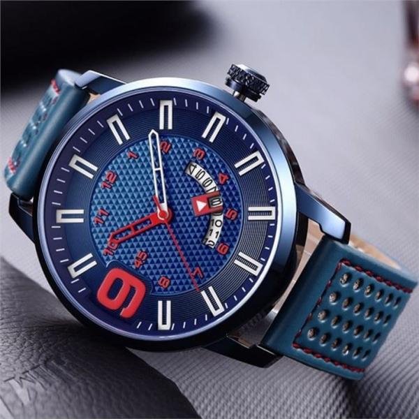 48mm Dial Male Quartz Watch Luminou Rotating Calendar Leather Business ROHS