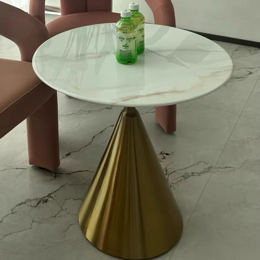 Sturdy Durable Gold Iron Base Corner Table Exquisite Modern Rock Slab for Living Room Sofa Side Coffee Office-Metal Wholesale