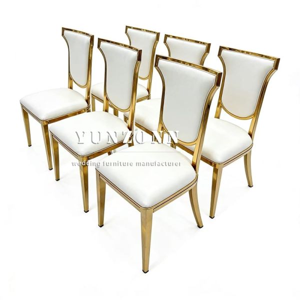 Hot Sale Modern Cheap Wedding Party Events Furniture High Back Stainless Steel Gold Banquet Dining Chair
