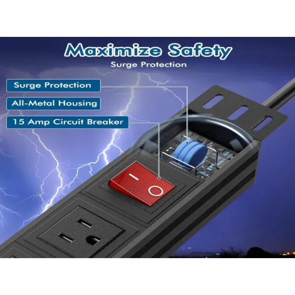 Surge Protector Rack-Mount PDU, 8 Right Angle Outlets Wide-Spaced