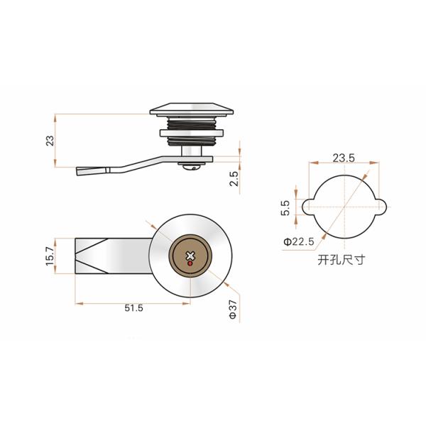 Electrical Cabinet Cylinder Cam Lock , Wear Resistant Slotted Cam Lock