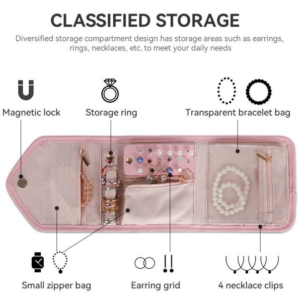 Foldable Jewelry Storage Bag Case Mini Travel Organizer Jewellery Roll Bag 14.5x3x15cm