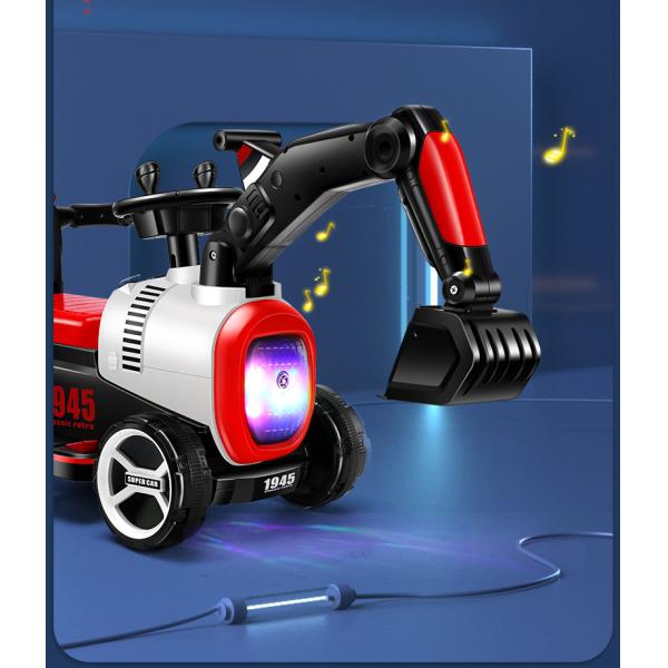 Пластиковые детские электрические игрушки Слайд экскаватор Поездка на мини-строительном грузовике для детей